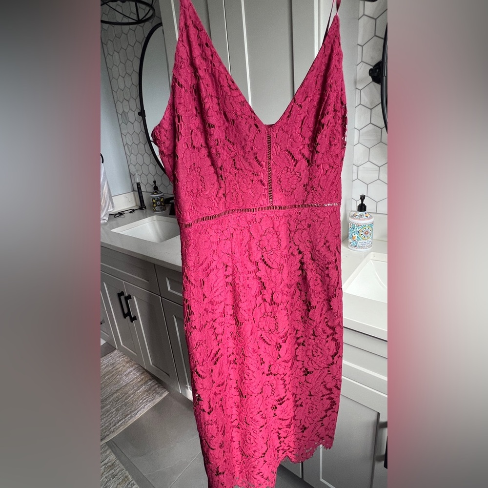 ASTR Sz small (2-4) dark red lace mini cocktail dress.